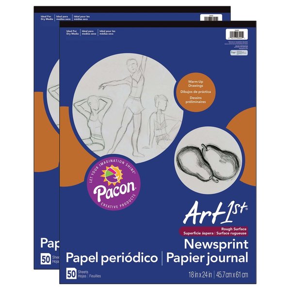 Ucreate Art1st® Newsprint Pad, 18 x 24, 50 Sheets Per Pad, PK2 P3445
